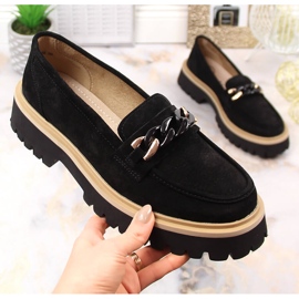 Mocassins de mulher em camurça com corrente Filippo DP4589/23 preto 1 Mocassins de mulher em camurça com corrente Filippo DP4589/23 preto 1