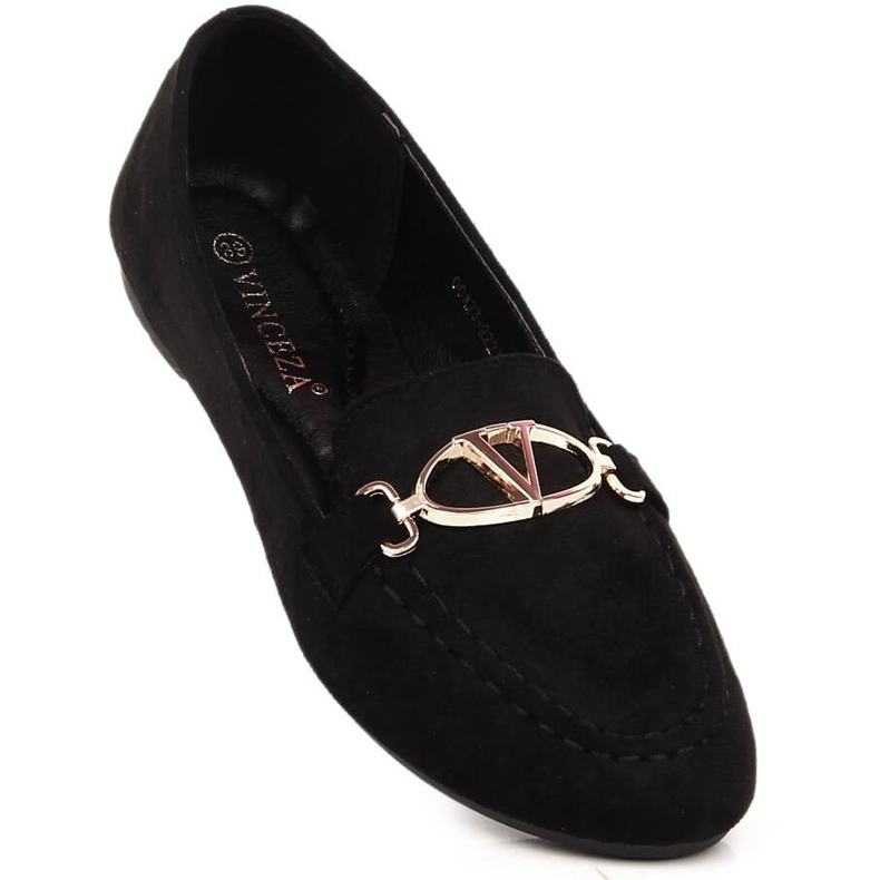 Mocassins pretos de camurça de mulher Vinceza 2227 1