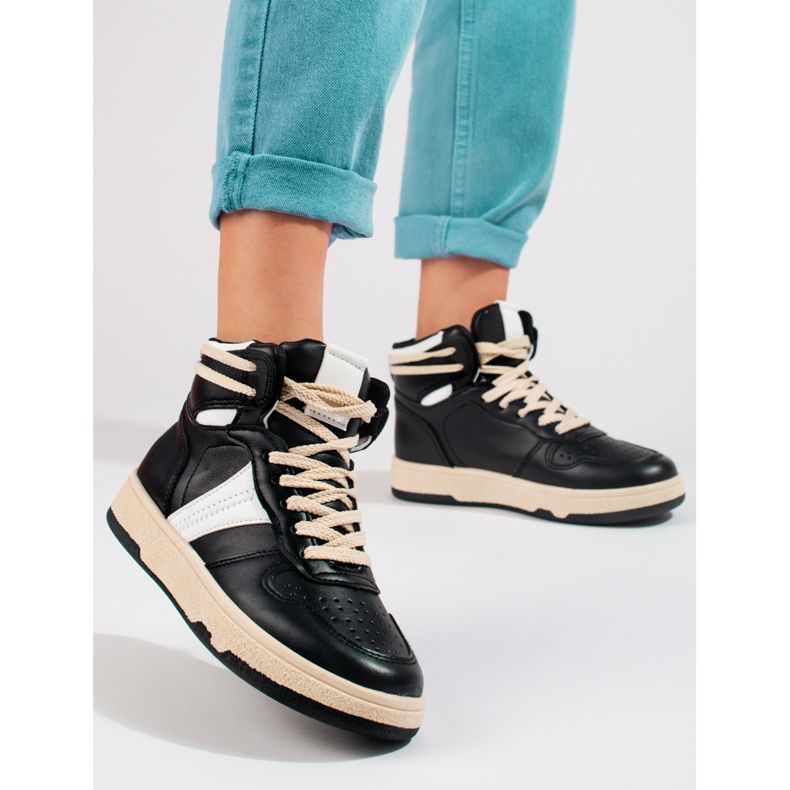 Ténis de cano alto Shelovet pretos de mulher 1