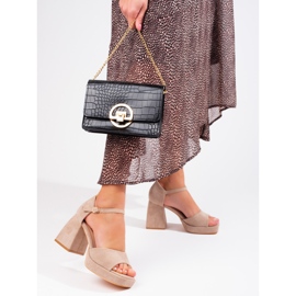 Sandália bloco de camurça bege Vinceza 2