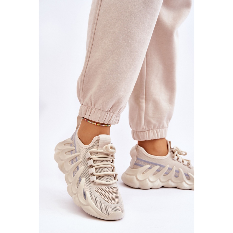 PG1 Tênis Meia da Moda Feminino Bege Daxo 2