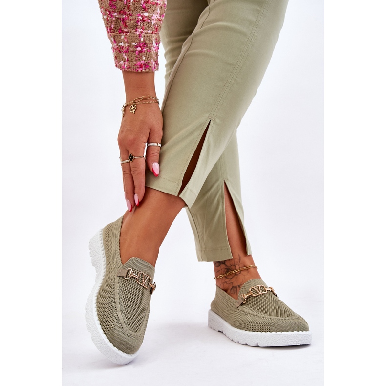 Tênis feminino sem cadarço com enfeite verde Alena 1