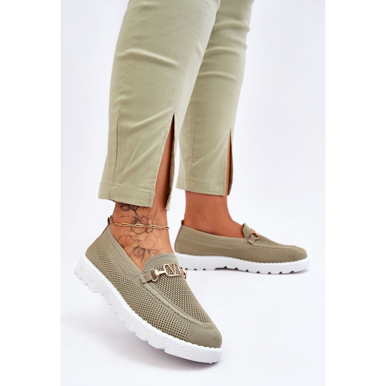 Tênis feminino sem cadarço com enfeite verde Alena 2