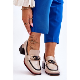 S.Barski Bombas confortáveis ​​de salto baixo bege Valenti preto 2