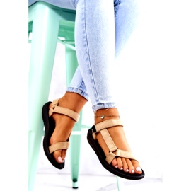 Sandálias esportivas femininas em camurça bege 5