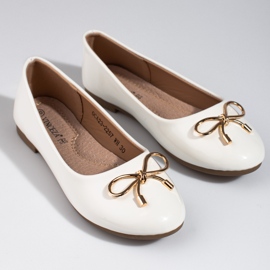 Vinceza Sapatilhas de balé para menina Shelovet lacadas a branco 1