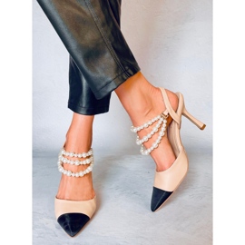 BM Sapatos de salto aberto com pérolas Harmony Beige bege 2 BM Sapatos de salto aberto com pérolas Harmony Beige bege 2