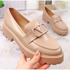 Sapatos de mulher com salto alto e plataforma bege Vinceza 16380 1