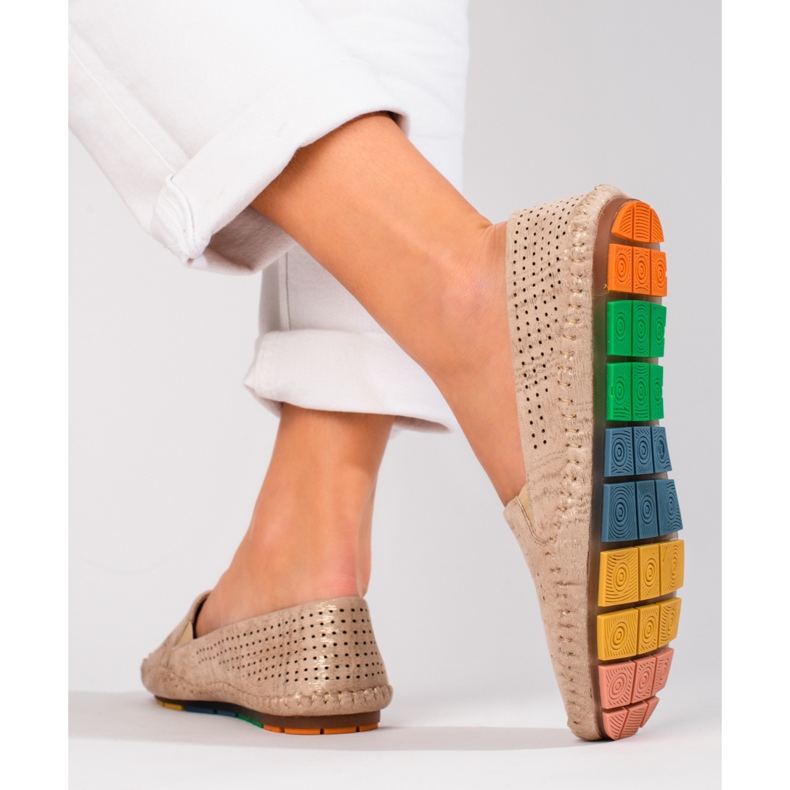 Mocassins femininos dourados vazados, Shelovet 2