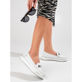Mocassins de mulher clássico em pele Vinceza branco 1