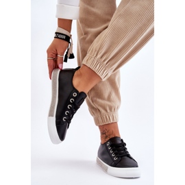 Tênis feminino baixo com jatos preto e branco Demira 2