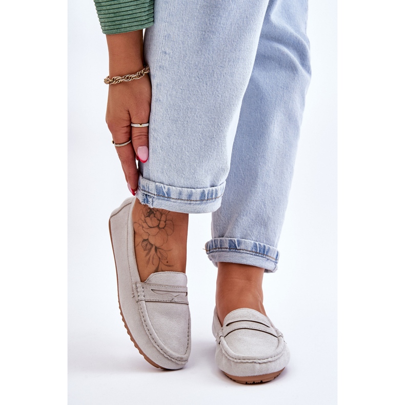 FC3 Mocassim Clássico Feminino de Camurça Cinza Ivana 1