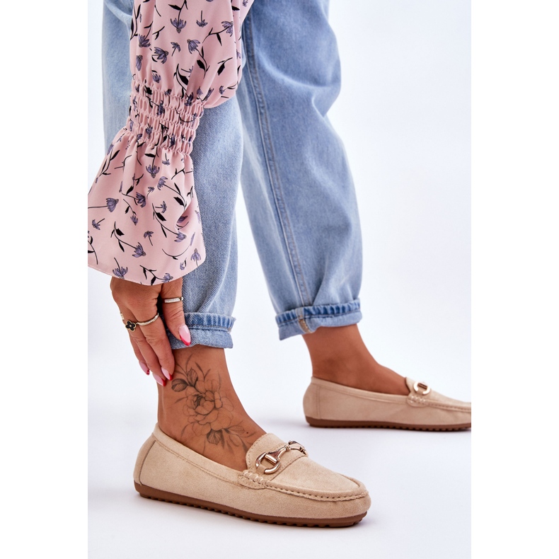 FC3 Mocassins de camurça clássicos com enfeites Arla bege 2