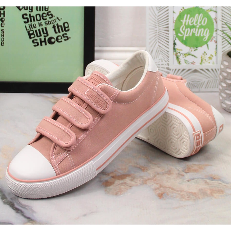 Tênis feminino com velcro rosa Big Star LL274A200 1