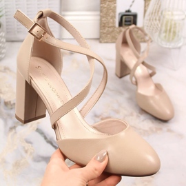 Sandálias café de salto alto Sergio Leone SK863 bege 1