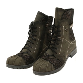 Botas quentes de couro feminino Maciejka Olive 03961-24 verde 4
