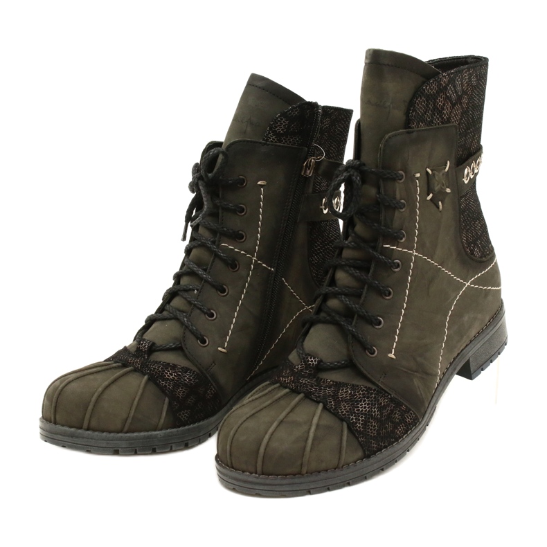 Botas quentes de couro feminino Maciejka Olive 03961-24 verde 4