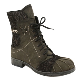 Botas quentes de couro feminino Maciejka Olive 03961-24 verde 2