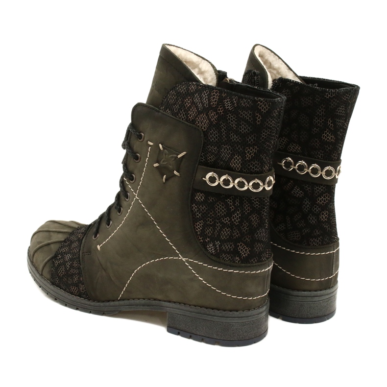 Botas quentes de couro feminino Maciejka Olive 03961-24 verde 5