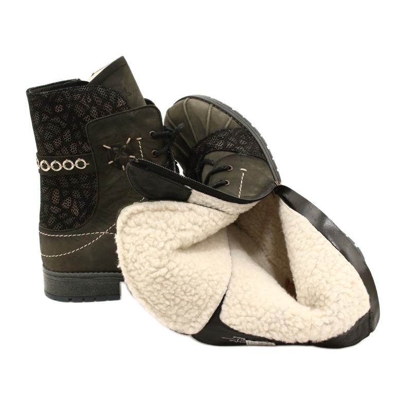 Botas quentes de couro feminino Maciejka Olive 03961-24 verde 6