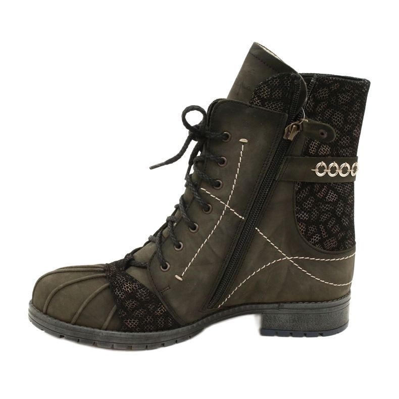 Botas quentes de couro feminino Maciejka Olive 03961-24 verde 3