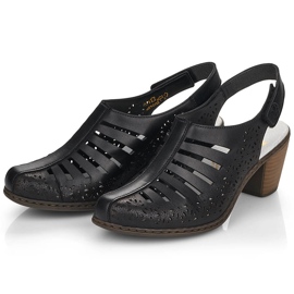 Sandália feminina de salto alto confortável Rieker 40959-00 preto 1