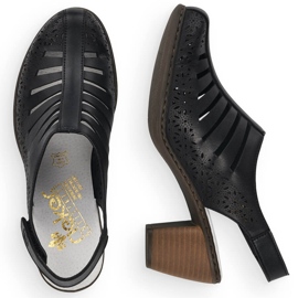 Sandália feminina de salto alto confortável Rieker 40959-00 preto 2