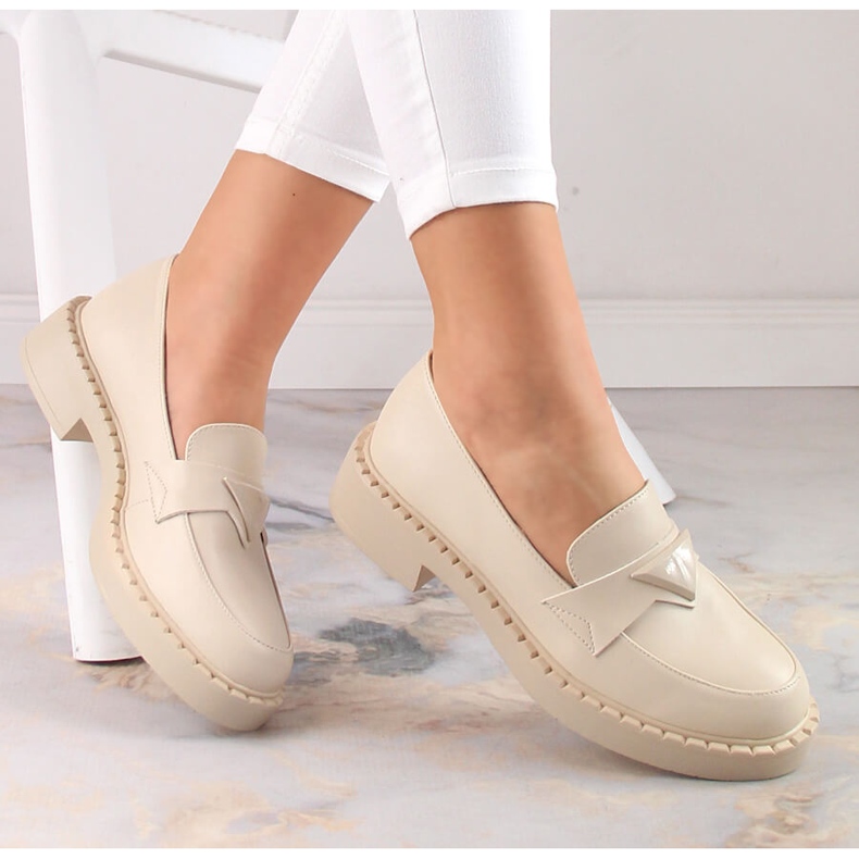 Mocassim Potocki SZ12002 com salto alto e plataforma bege 1