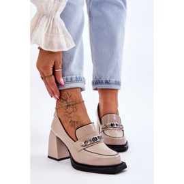 S.Barski Bombas confortáveis ​​em saltos maciços bege Julien 1