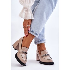 S.Barski Bombas confortáveis ​​em saltos maciços bege Julien 2