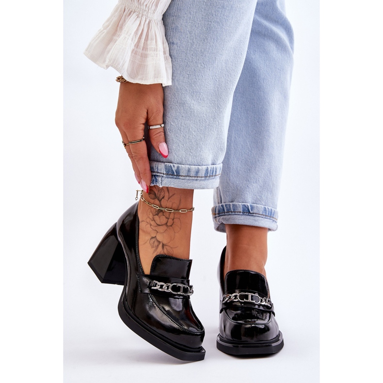 S.Barski Bombas confortáveis ​​em saltos maciços Black Julien preto 1