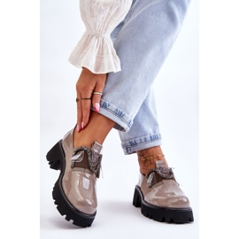 S.Barski Sapatos Laqueados com Ornamentos Cinza Keily 2