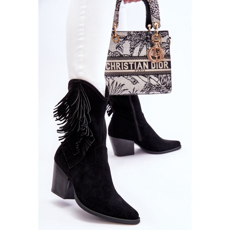 S.Barski Botas de cowboy femininas de camurça pretas Elyse preto 2