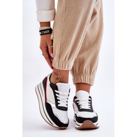 BM Tênis feminino salto plataforma e salto branco e preto Allen 1