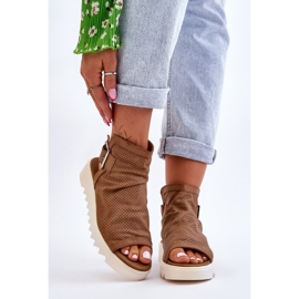 BM Sandália feminina Camel Adonis bota de tornozelo castanho 1