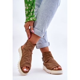 BM Sandália feminina Camel Adonis bota de tornozelo marrom 2
