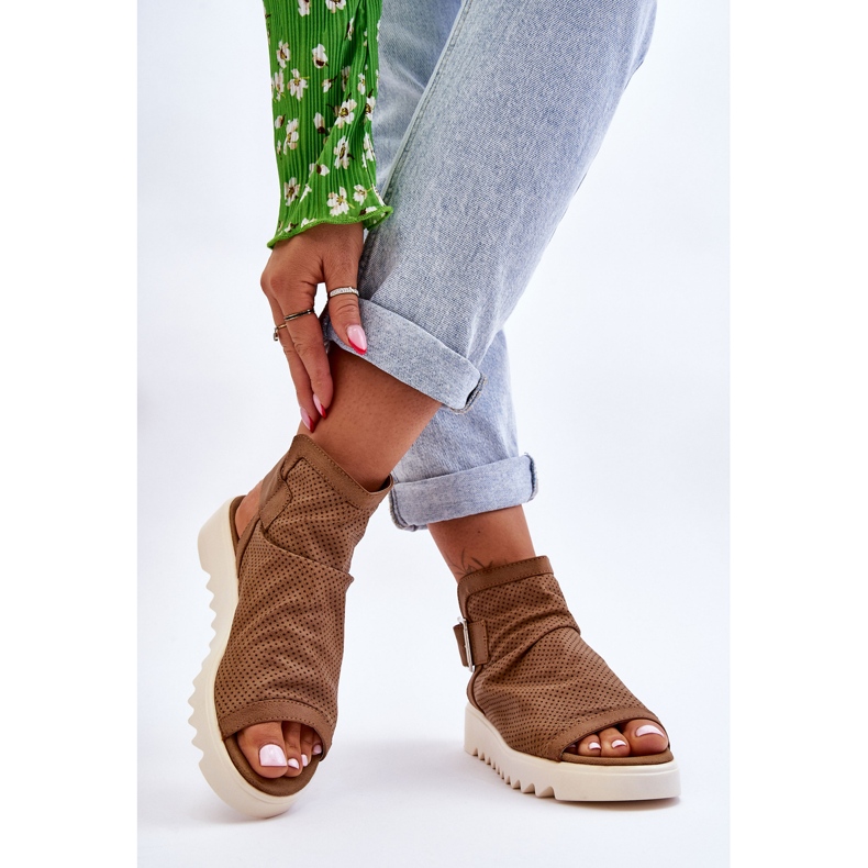 BM Sandália feminina Camel Adonis bota de tornozelo marrom 2