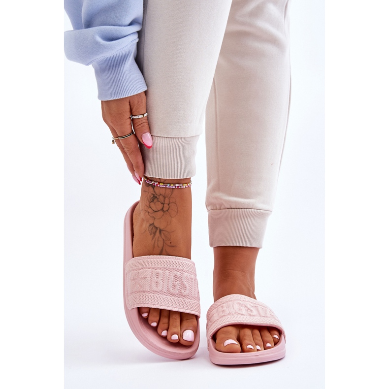 Chinelos femininos da moda Big Star LL274A157 rosa claro 1