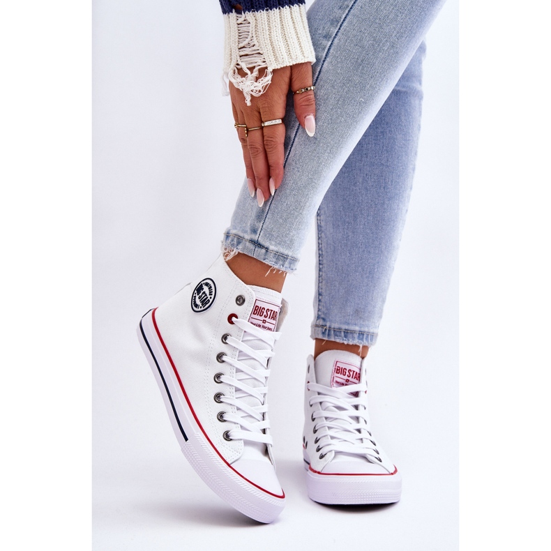 Tênis clássico feminino de cano alto Big Star T274026 branco 2