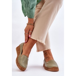 Lemar Alpargatas femininas de couro com cunha verde Hadlee 2 Lemar Alpargatas femininas de couro com cunha verde Hadlee 2