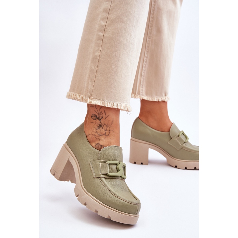 Lemar Brogues elegantes no calcanhar com decoração verde Harmell 2