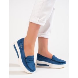 Mocassins de mulher com sola grossa azul Shelovet 1