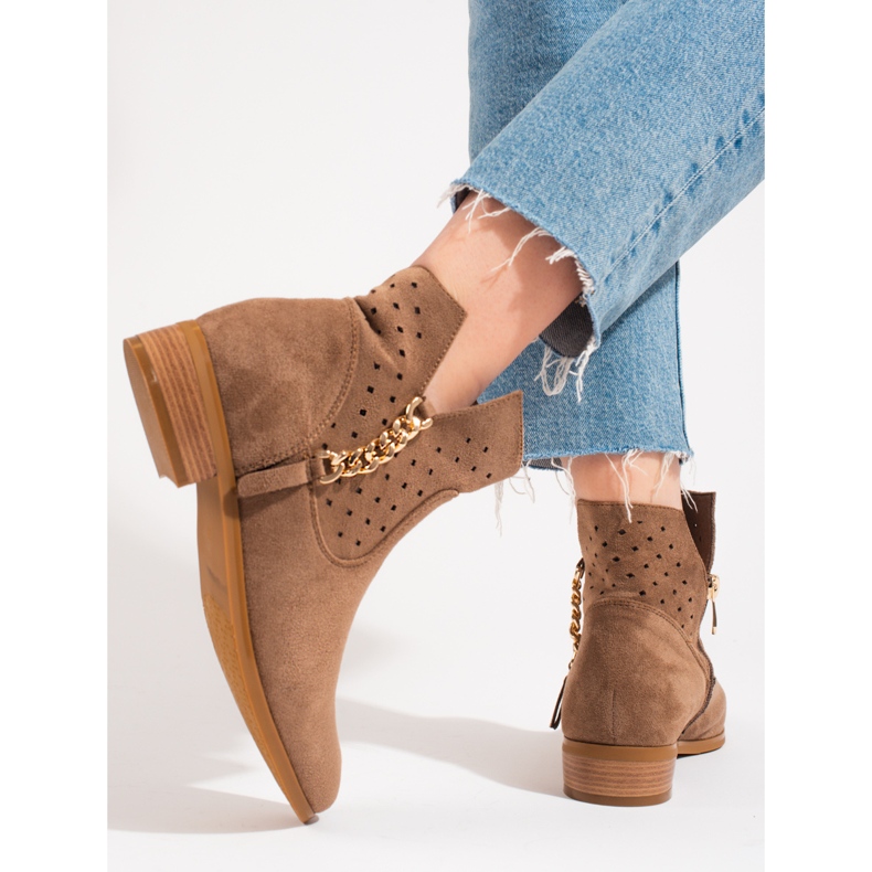 Bota primavera feminina Vinceza bege vazada 2