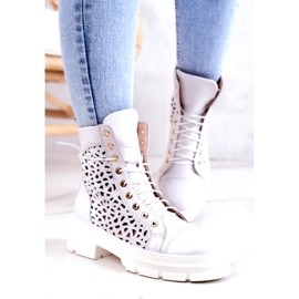 FILIPCZYK Botas brancas Aileen de couro vazado branco 1