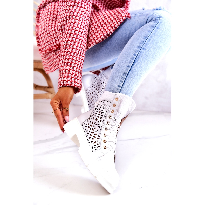 FILIPCZYK Botas brancas Aileen de couro vazado branco 3