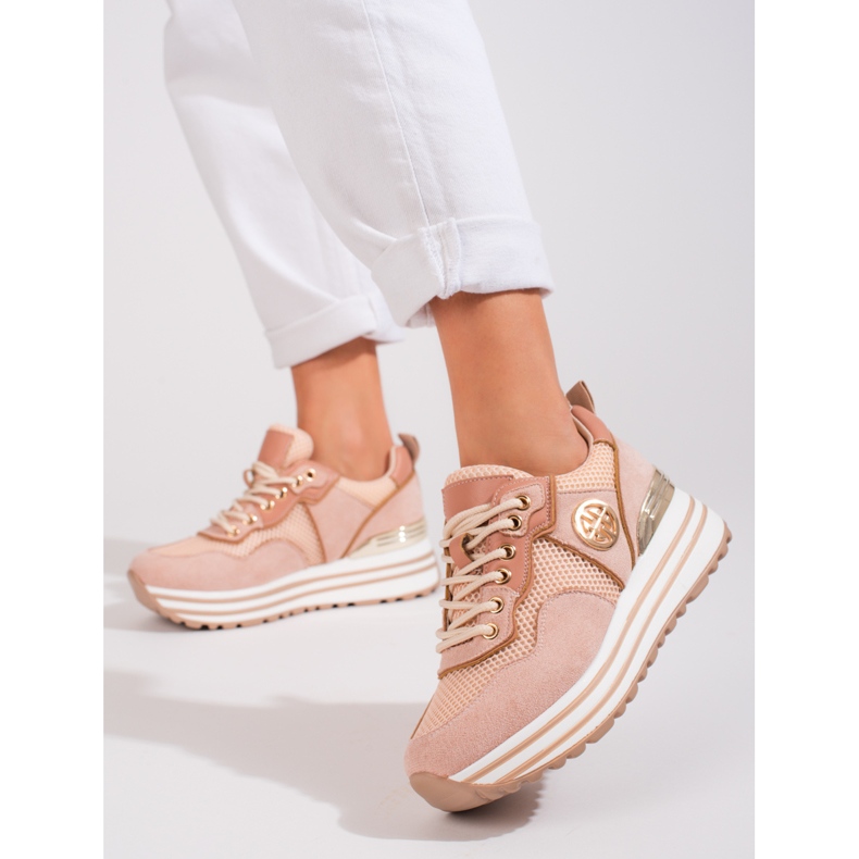 W. Potocki Sapatilhas de mulher com atacadores Pó Potocki rosa 1