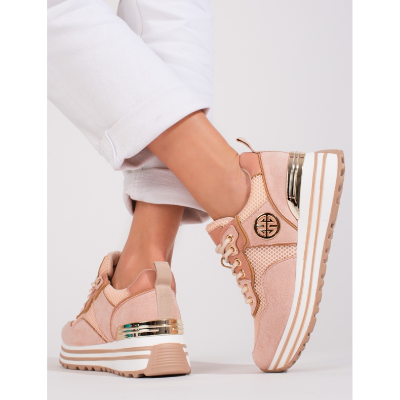 W. Potocki Sapatilhas de mulher com atacadores Pó Potocki rosa 2