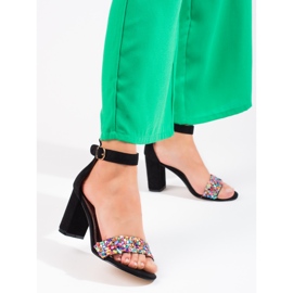 Sandálias pretas elegantes com miçangas da Shelovet preto 1