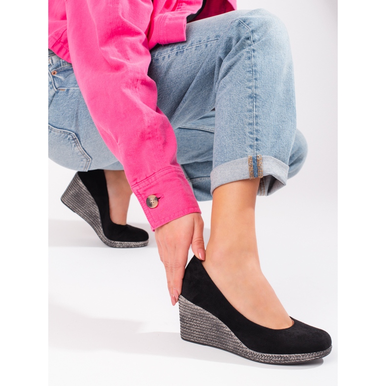 W. Potocki Sapatos de cunha pretos de mulher Potocki 2