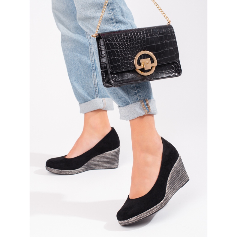 W. Potocki Sapatos de cunha pretos de mulher Potocki 1